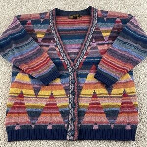 Vintage Eddie Bauer Cardigan Women’s Medium Wool Aztec Southwest Boho 90s E118